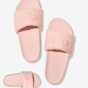 VS Pink Fur Slides